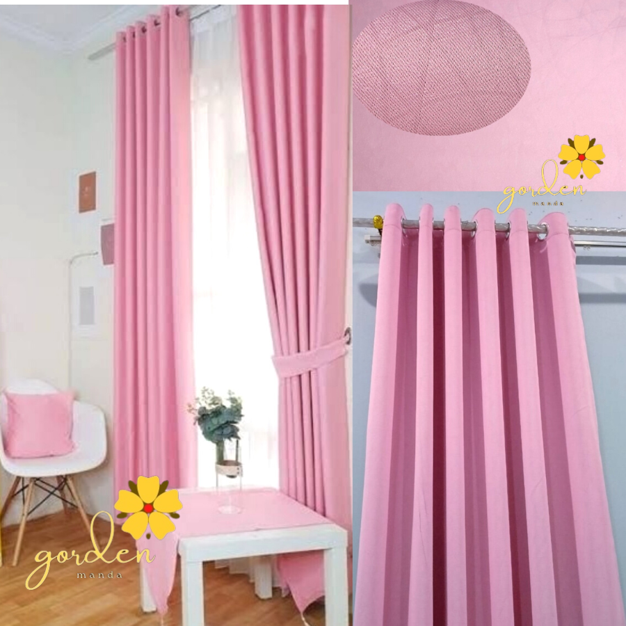 Gorden Pintu Kamar Tidur Polos Hordeng Blackout Tirai Jendela Rumah Minimalis