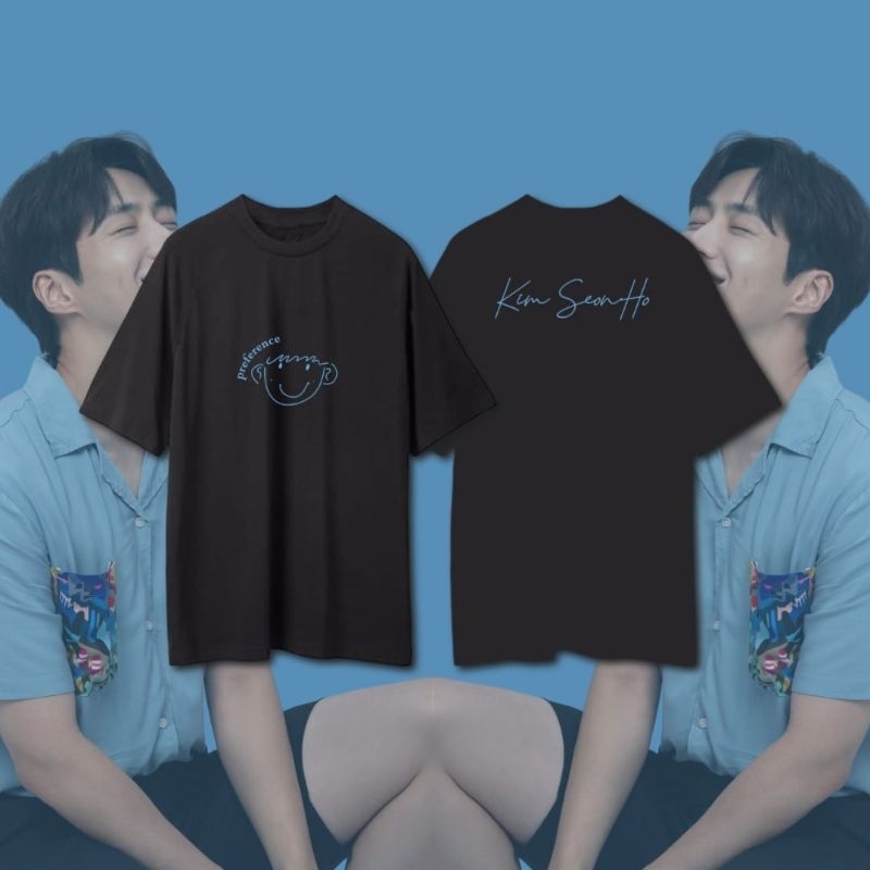 KAOS KIM SEON HO SMILE GOODBOY DEPAN BELAKANG/TSHIRT KIMSEONHO BABY BLUE SMILE 24S FREE PHOTO