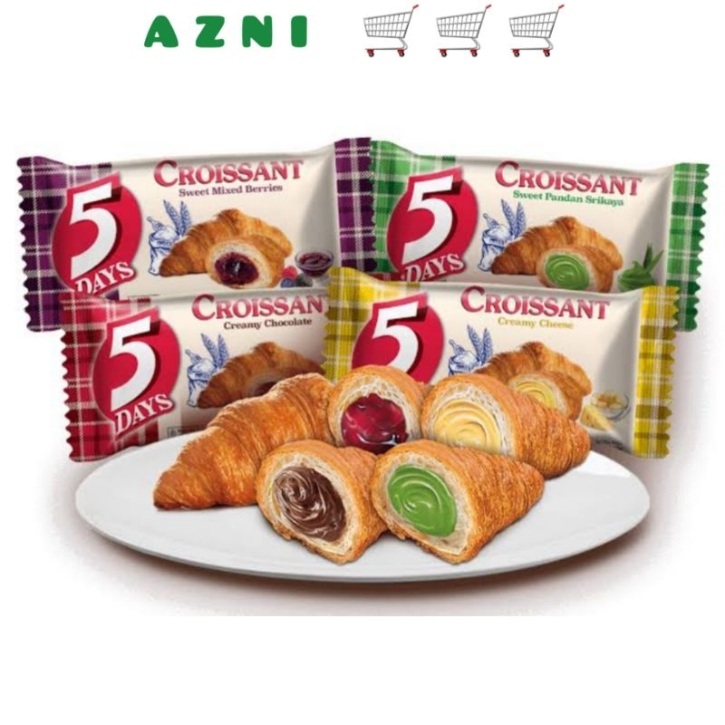 

5 Days Croissant 60 Gr - Coklat/ Mixed Berries/ Keju/ Srikaya/ All Varian