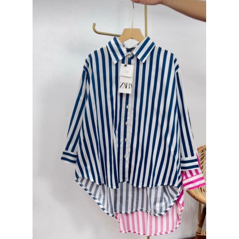 kemeja katun salur zara prenium silang blakang