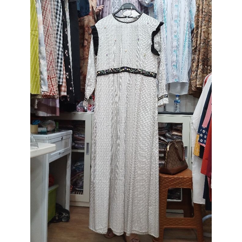 ♡kareemabutik♡gamis katun mix sulam ori by Edness kayla