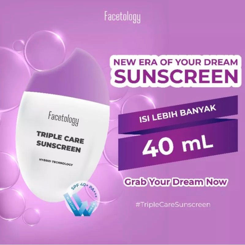 (READY)Sunscreen Facetology Triple Care Sunscreen SPF 40 PA+++ Sunscreen Facetology 40ml