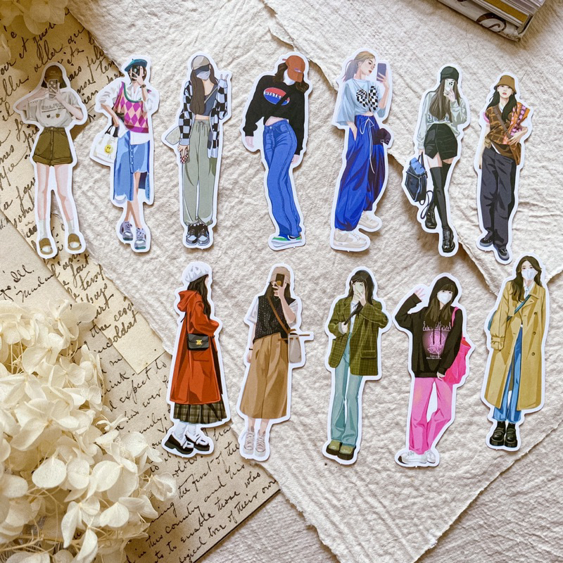 

[MIUKIEE] 10Pcs OOTD Korean Girls Sticker Deco Journal Scrapbook