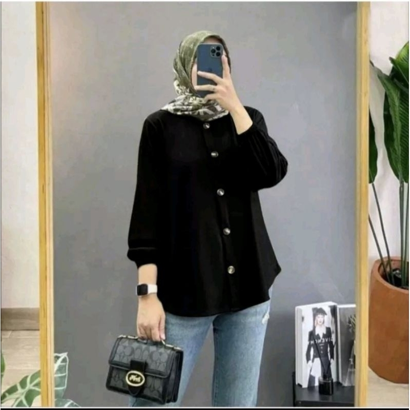 blouse crinkle atasan wanita polos basic