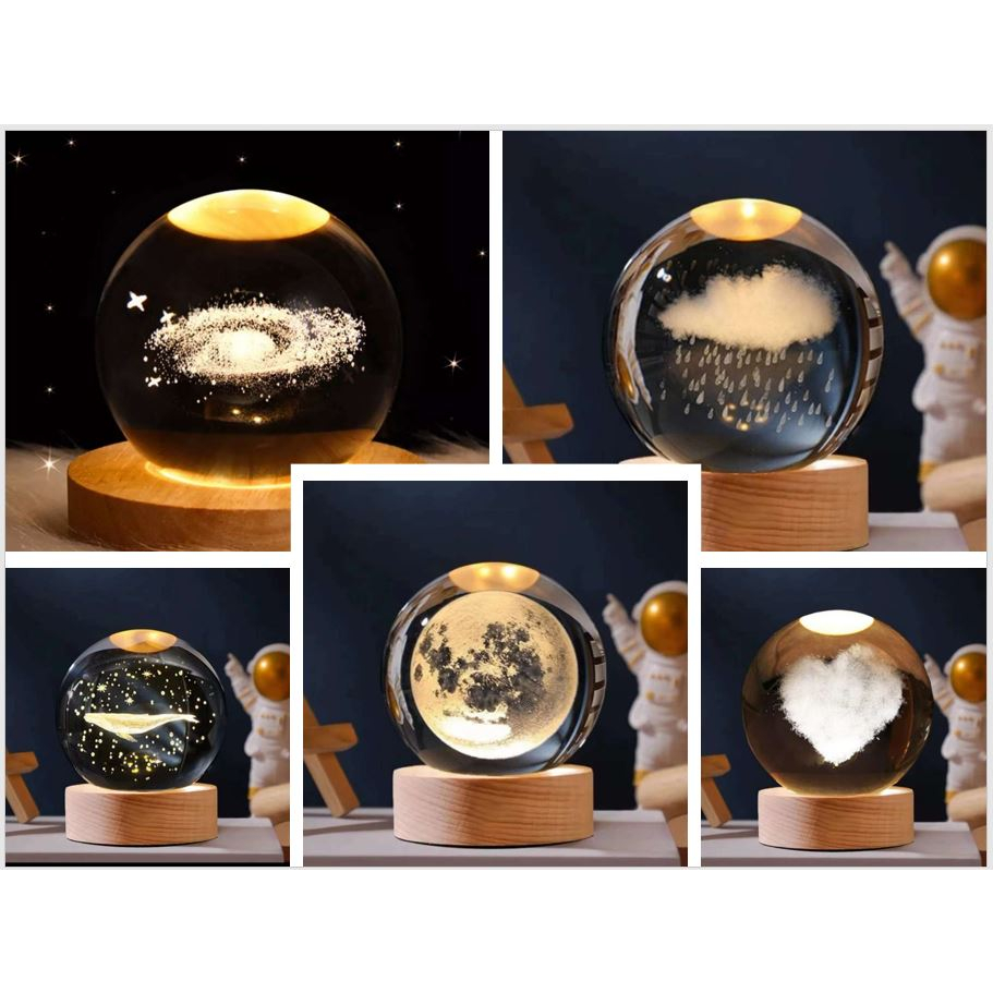 Lampu Meja Hias Bola / Lampu Hias Bola Kristal / Lampu Hias Akrilik / Lampu Hias Kamar Dudukan 3 War