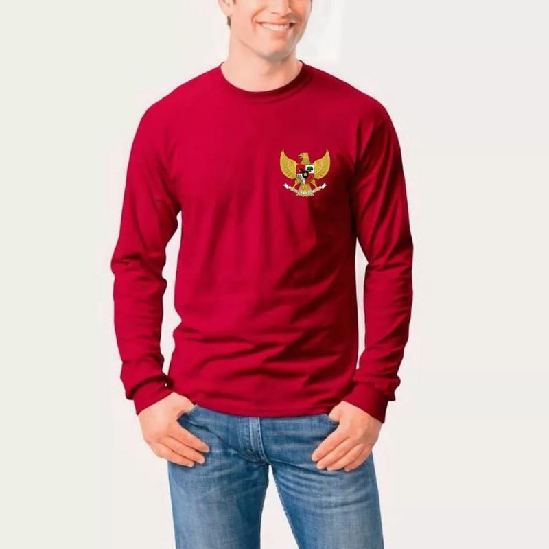 kaos lengan panjang bhn cotton halus adem logo garuda
