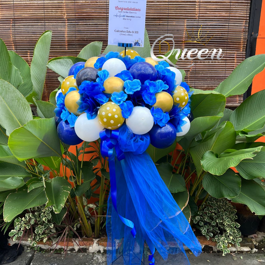 Dqueen Florist - Standing Flower Artificial Karangan Bunga Balon Grand Opening Ucapan Wedding Grand Opening Birtthday