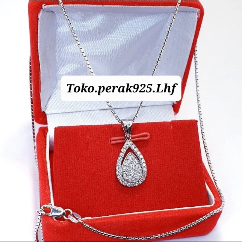 kalung perak925 liontin tetes air