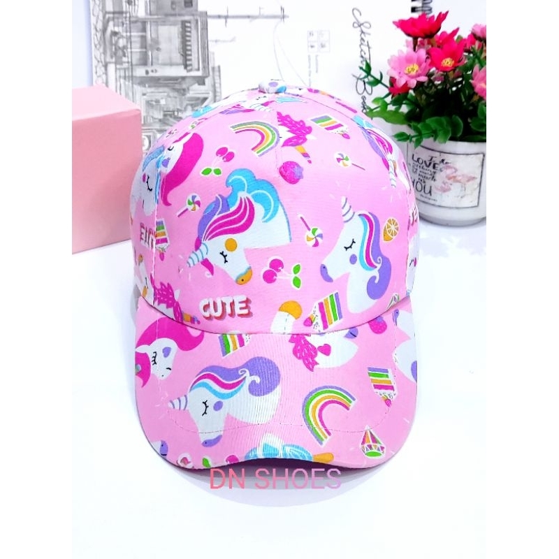 Paket Boots Anak Bucket Hat Anak Perempuan Paket Sepatu Tali Anak Topi Anak Lucu Motif Unicorn Pink Cute Murah Usia 1 - 7 Tahun