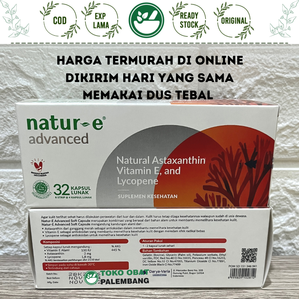 Natur-E Advanced 32 kapsul Astaxanthin Natural Vitamin E Lycopene NATURE NATUR -E NATUR E ADVANCE na