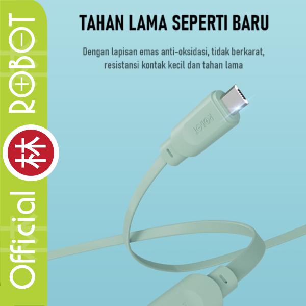 Robot RT-AM100 Kabel Data Cable Micro USB 2.4A 1 M - SATUAN ECERAN