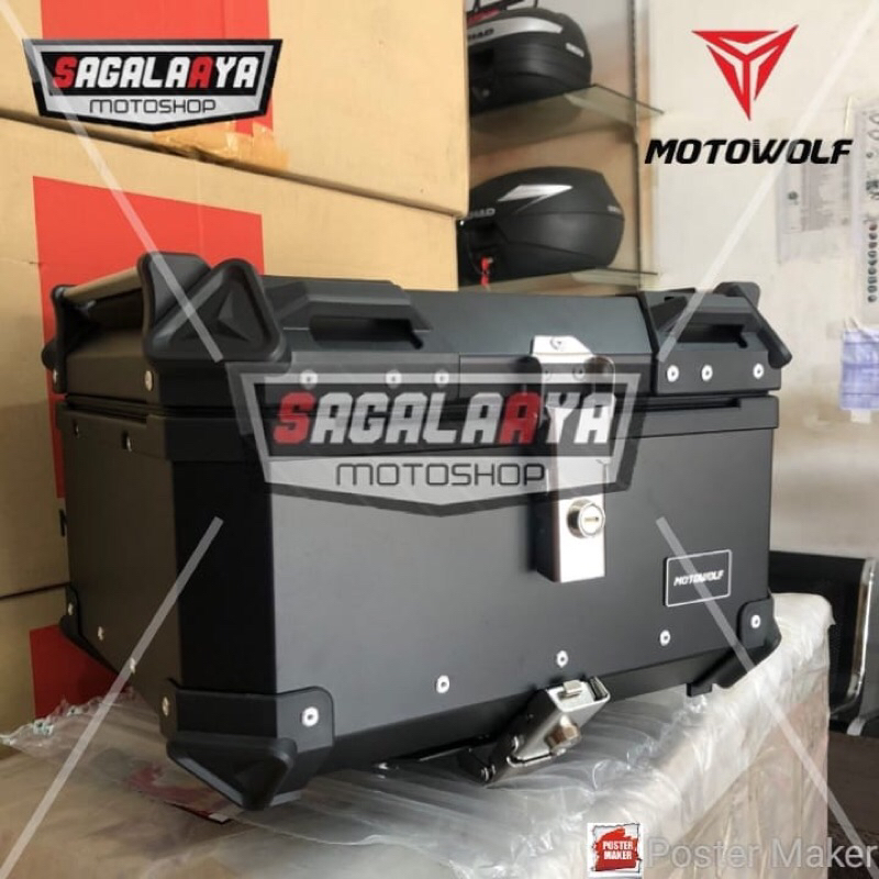 Top box Pannier alumunium MOTOWOLF 35 35L with Backrest include Backrest