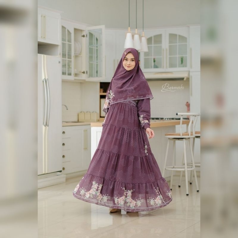 Gamis kirana Ori Bermerks Syari / Gamis Ceruty Printing bermerks syari / Gamis Set ceruty babydoll/ 