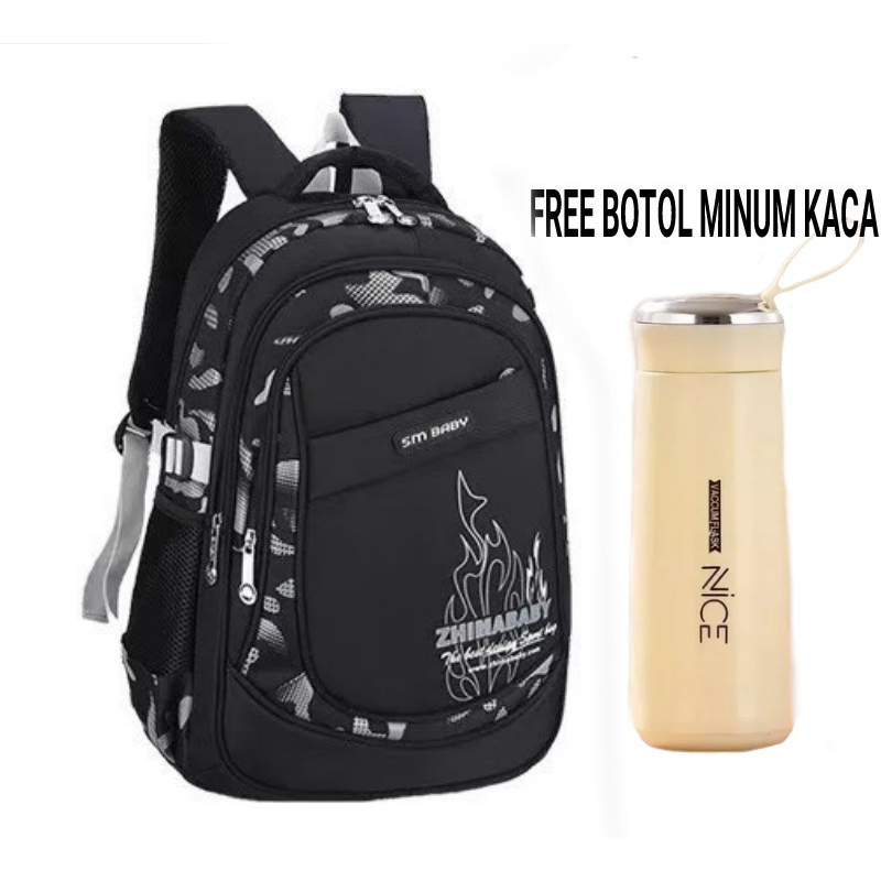 GGS Backpack sekolah model terbaru 2023 / Tas ransel anak sekolah sd smp sma / Tas laptop anak / Tas anak cowok / Tas ransel anak bahan tebal canvas / Tas anak laki laki perempuan / Tas punggung sekolah / Tas viral anak sekolah FREE BOTOL KACA