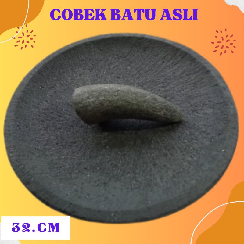 Cobek batu asli ukuran besar 32.cm