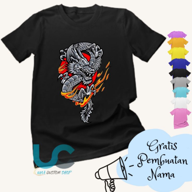 Kaos Anak Animasi Naga | Baju Anak Animasi Naga | Kaos Anak Sablon | Kaos Anak Custom Terbaru (FREE 