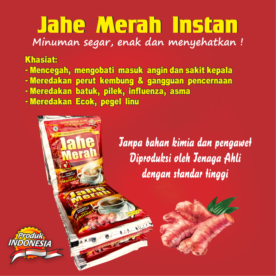 

Instan Jahe Merah Sachet (1renteng isi 10sachet) | Al-Ghuroba | Minuman Herbal Alami Menyehatkan & Menyegarkan