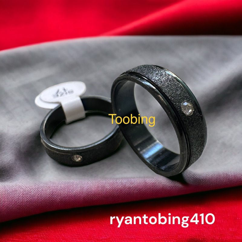 cincin titanium mata satu pasir hitam untuk pria wanita terpopuler---CC792