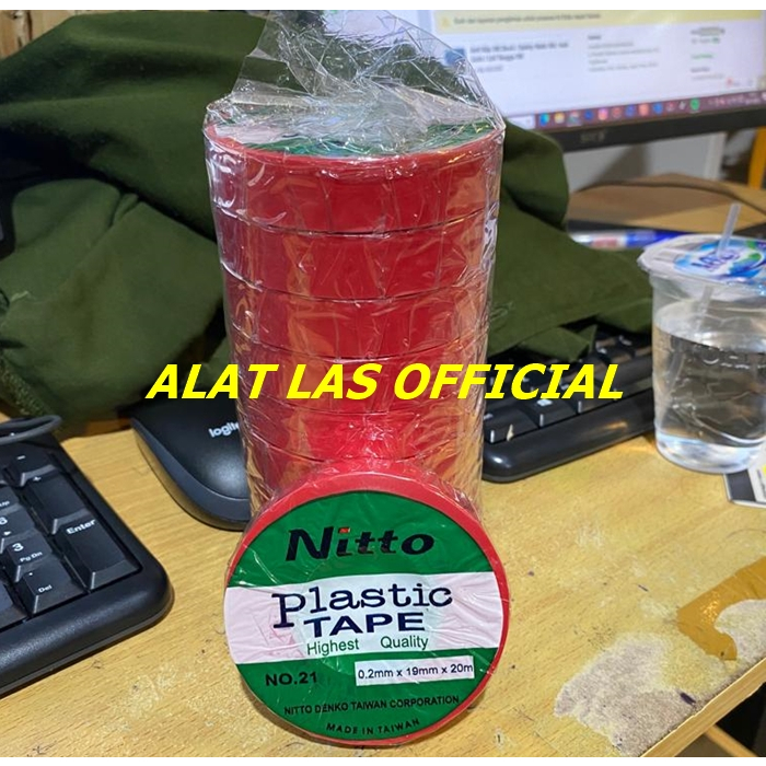 Isolasi Kabel Listrik Nitto 21 / Isolasi Nitto 21 19 MM x 20 Meter Warna Merah