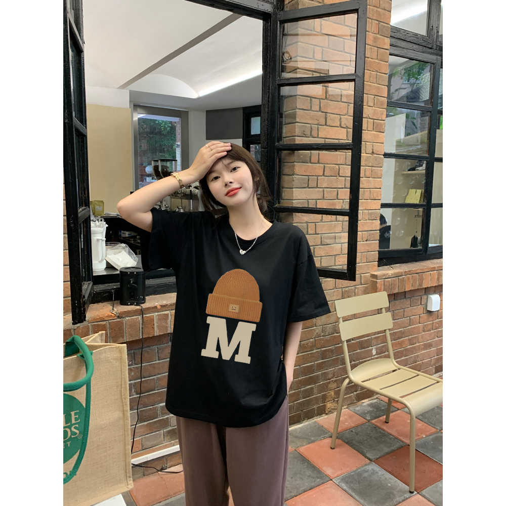 Kaos Atasan Wanita Lengan Pendek Oversize Letter Printed T-shirt Baju Wanita Kekinian Korean Style