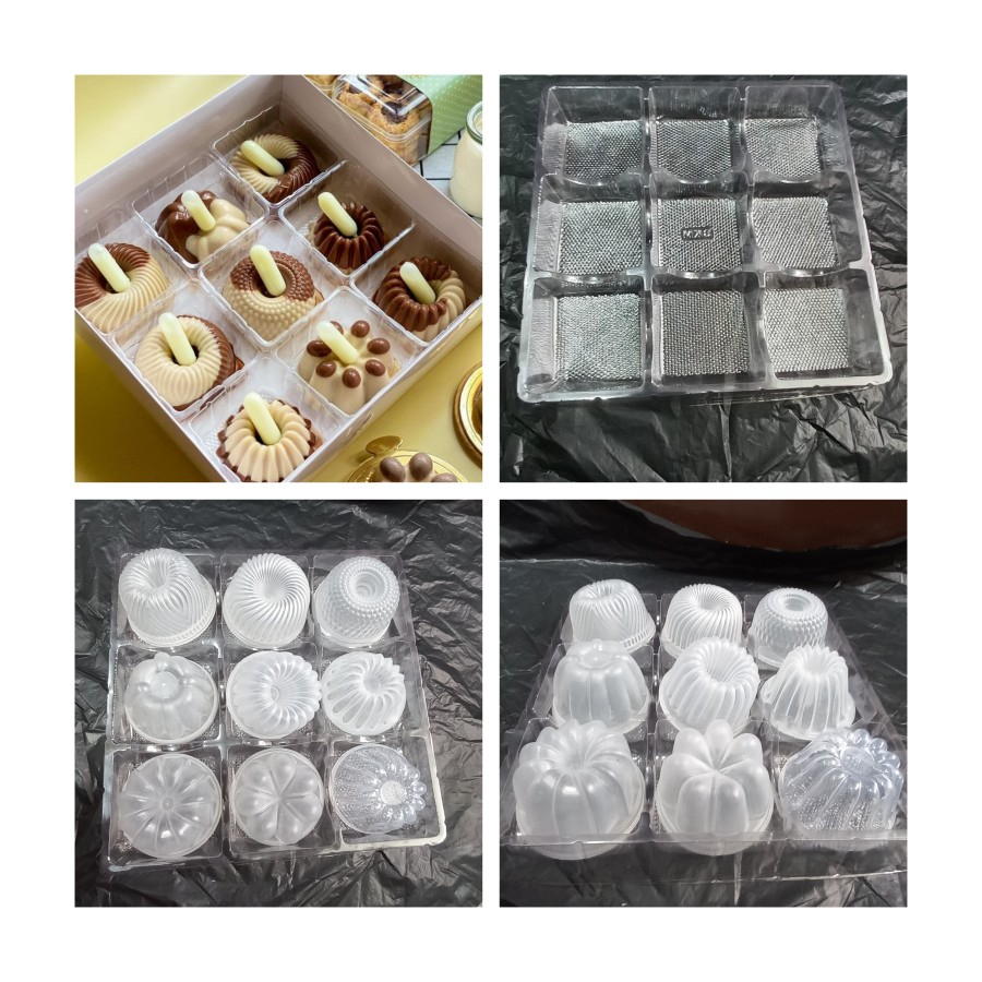 10 Pcs Mika Tray 9 Sekat Alas Puding Mini Cake