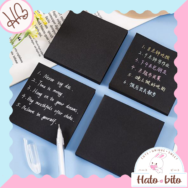 

Sticky notes solid black mini memo hitam polos kawai estetik diy journal scrapbook deco HB1394