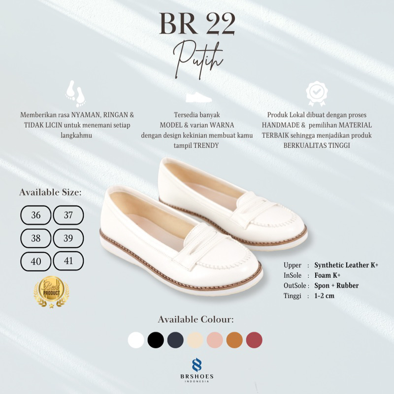 [SIAP KIRIM] BRShoes22 Putih Sepatu Kerja Casual Slip On Wanita