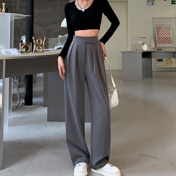 celana kulot wanita panjang velcro korean style import  premium highwaist loose straight pants