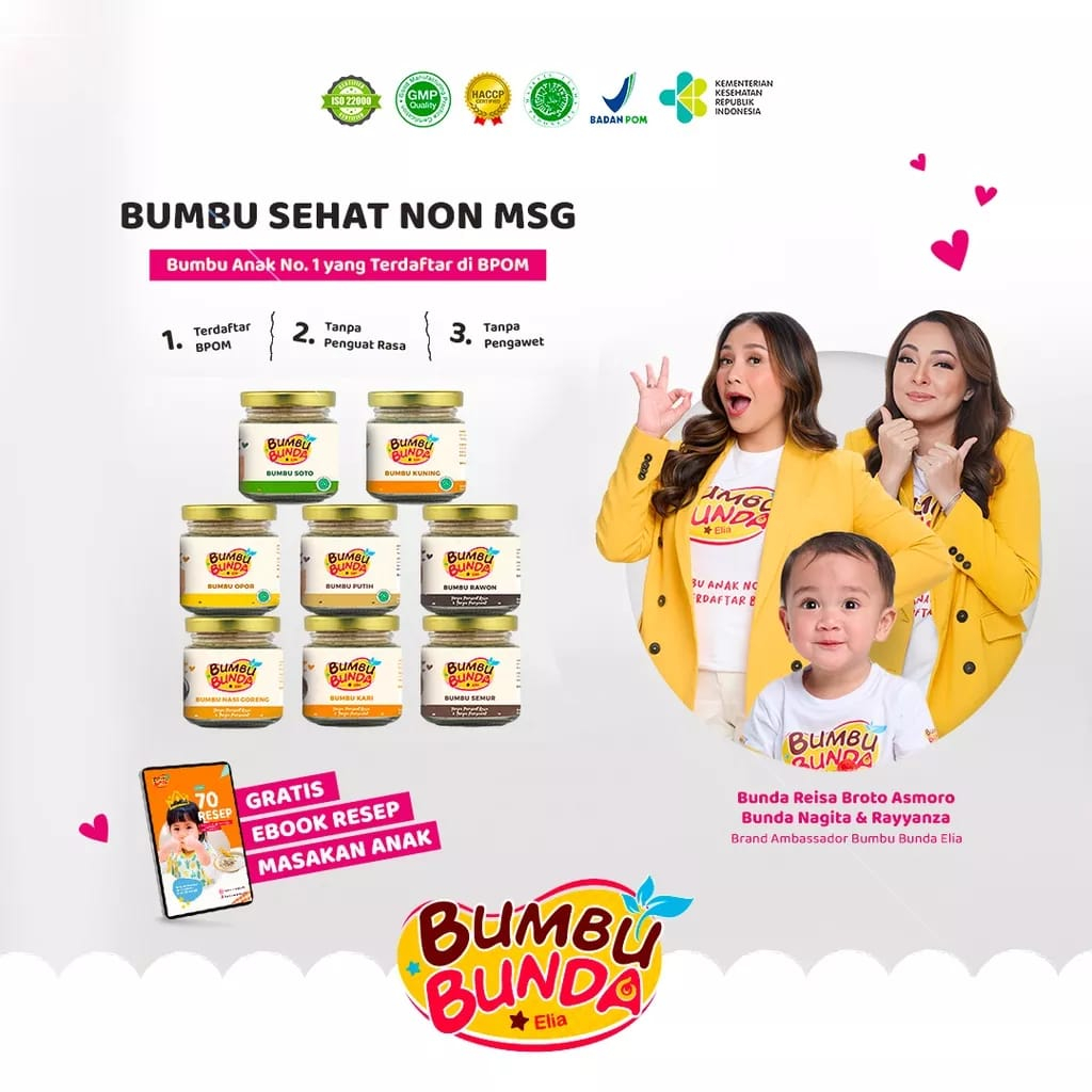 Bumbu Bunda Elia BPOM Bumbu Non MSG / Bumbu MPASI / Kaldu / Bumbu Putih/ Bumbu Kuning / Salted Egg