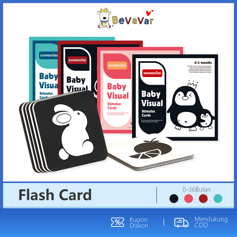 BEVAVAR  Flashcard Bayi Balita kartu pintar stimulasi bayi/Mainan Edukasi Untuk Bayi