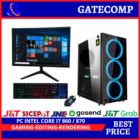 PC Gaming Fullset INTEL i7  SSD 128GB lengkap LED 24 inc Keyboard Mouse GAMING