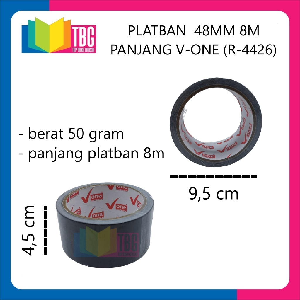 

1 PCS PLATBAN 48MM 8M PANJANG V-ONE SOLASI ISOLASI LAKBAN HITAM CLOTH TAPE (R-4426)