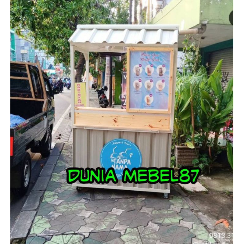 gerobak es gerobak kontainer booth kayu jati Belanda