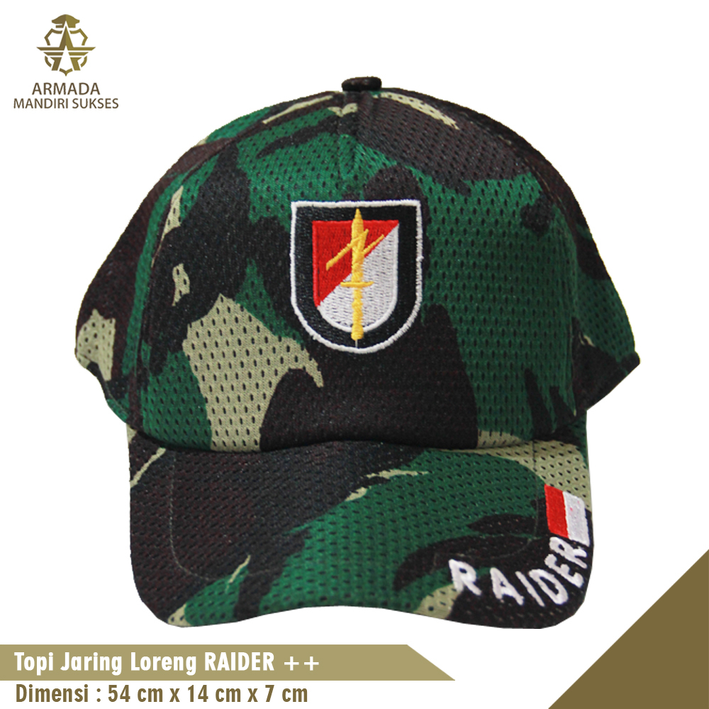 Topi Jaring Raider Loreng Logo - Topi Raider Loreng