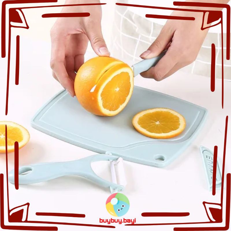 Pisau set talenan 3in1 stainless pisau buah talenan dan peeler