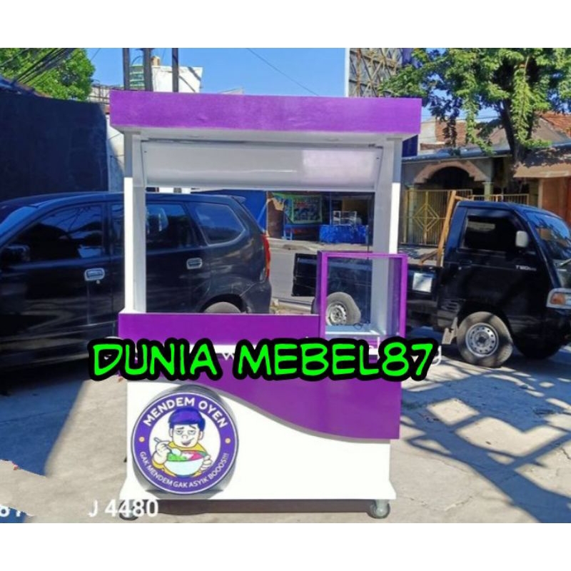 gerobak kayu jati Belanda murah gerobak kekinian modern booth minimalis