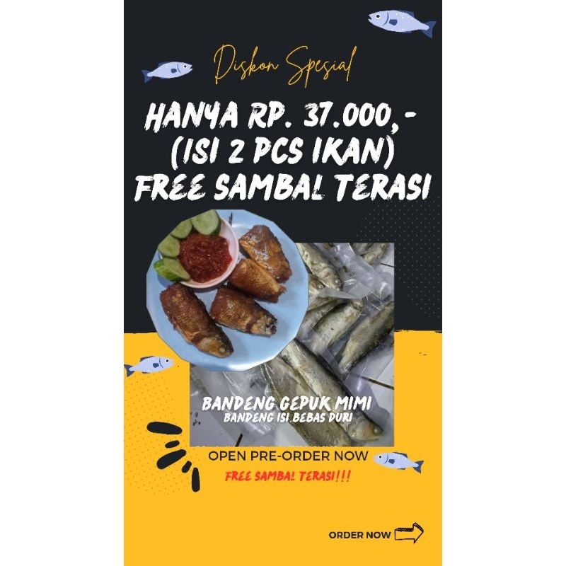 

37K Dapet 2 pcs ikan Free sambal Terasi Bandeng Gepuk Bandeng Isi Bebas Duri Bandeng Otak-otak