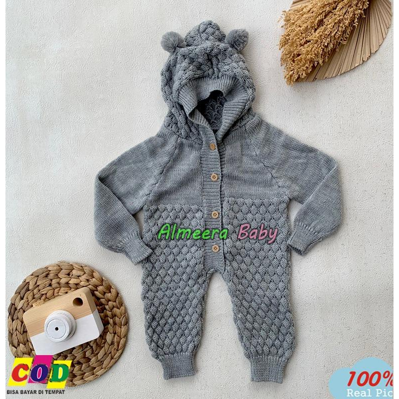 Sleepsuit Rajut Bayi Baru Lahir Usia 0-3 Bulan Anababy