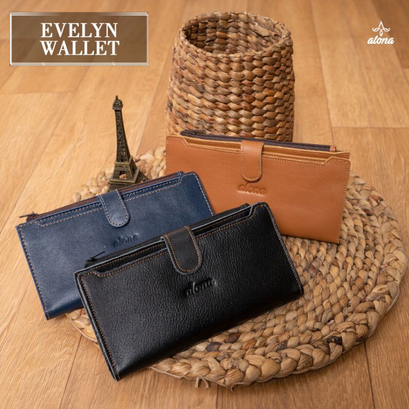 Reven Leather-Alona Leather Dompet Panjang Wanita Alona Evelyn Terbaru Kulit Premium