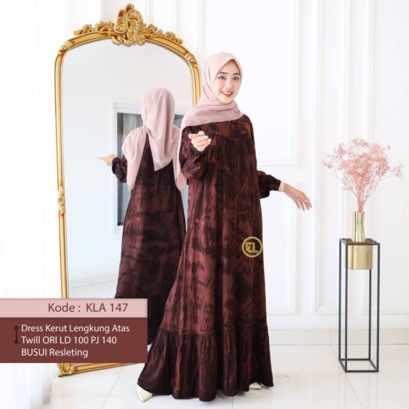 Gamis Twill Elzhaf ORI Pekalongan motif batik abstrak