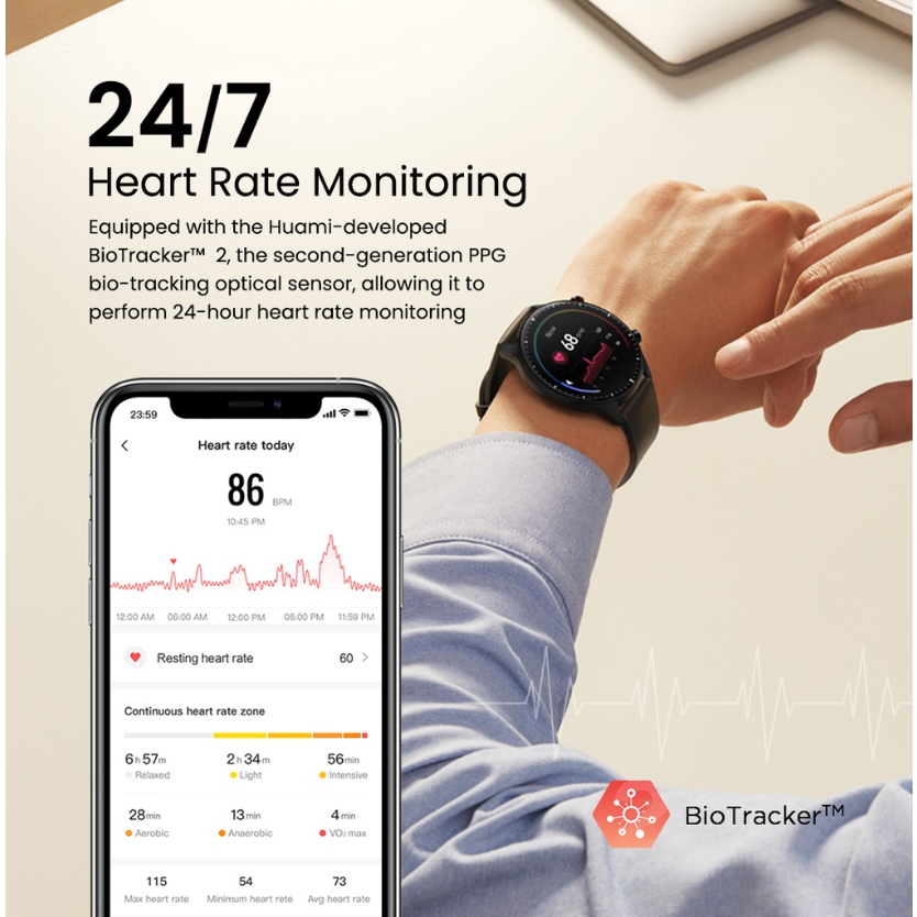 Amazfit GTR 2 smartwatch 1.39&quot; HD AMOLED Always-On display, Receive Bluetooth call, SpO2, Heart rate, Sleep, Stress monitor