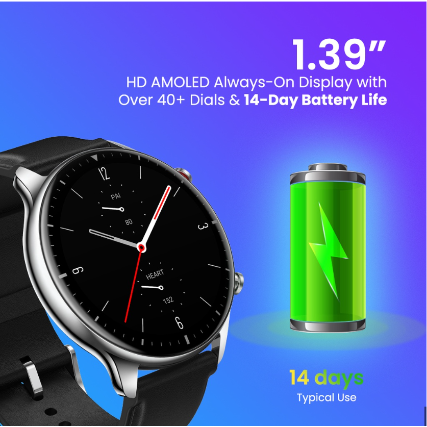 Amazfit GTR 2 smartwatch 1.39&quot; HD AMOLED Always-On display, Receive Bluetooth call, SpO2, Heart rate, Sleep, Stress monitor