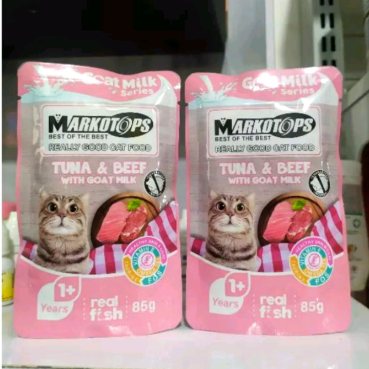 Makanan Kucing Markotops Sachet Adult Tuna &amp; Beef Pouch 85G