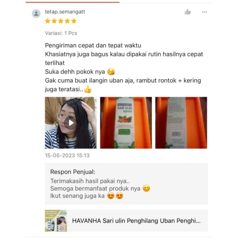 HAVANHA SARI ULIN Penghilang Uban Penghitam Rambut Alami Tanpa Semir Halal Aman Herbal Dayak