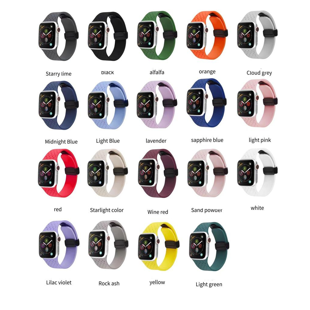 Strap Apple Watch Silicone Magnetic Square Pattern Strap iWatch Series 1/2/3/4/5/SE/6/7/8/Ultra