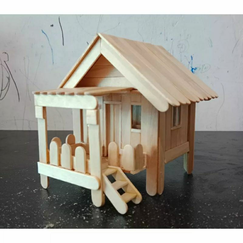 kerajinan miniatur rumah dari stik es krim
