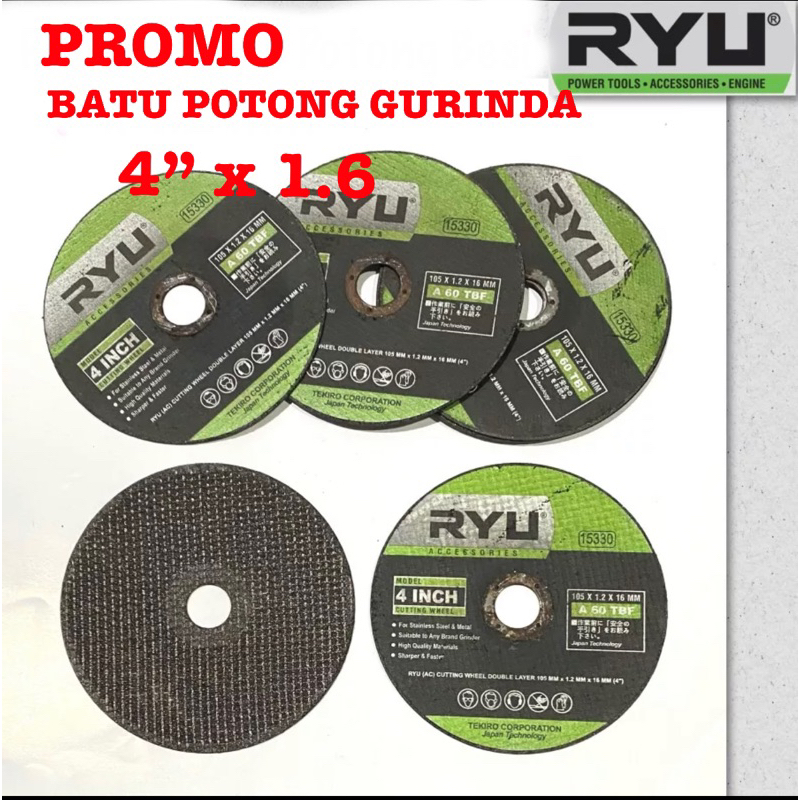 PROMO RYU Mata Gurinda Batu Gerinda Potong Besi Cutting Wheel 4 Inch x 1.6 M