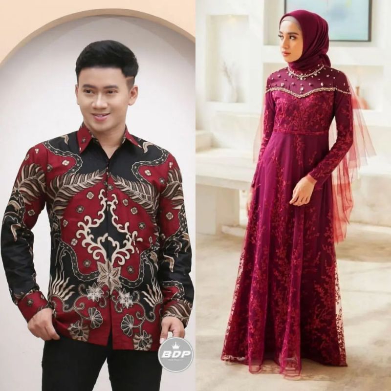Nirwana Dress Couple Kemeja Batik Kondangan Lamaran Wisuda