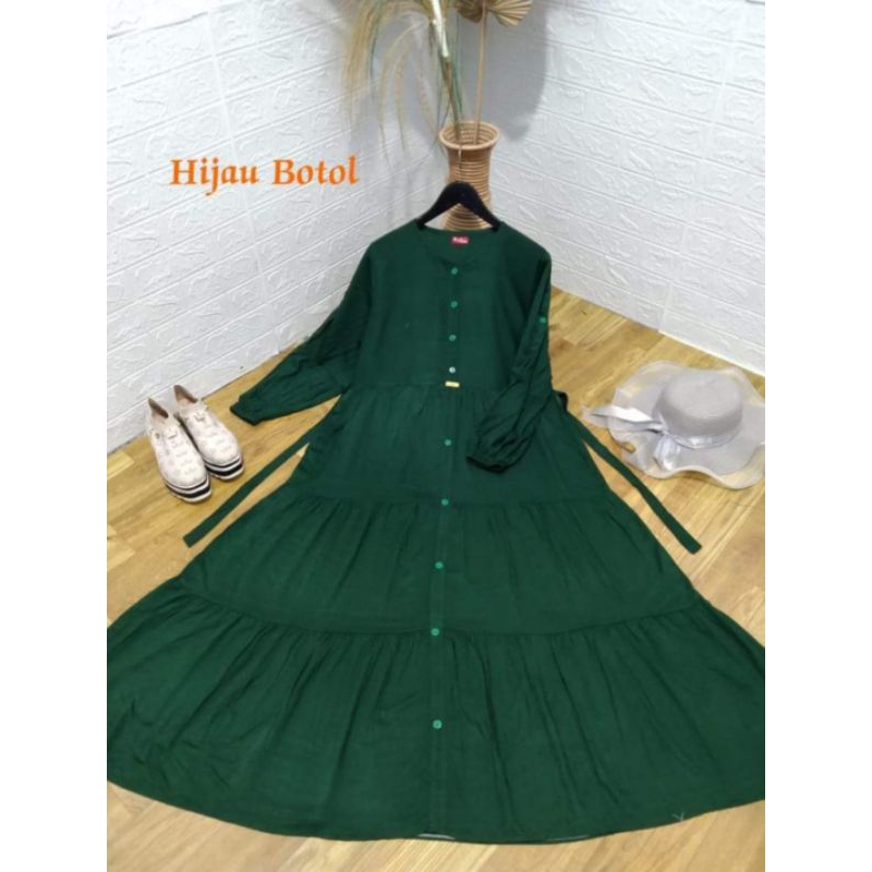 Gamis Aura Kancing Rayon Twill