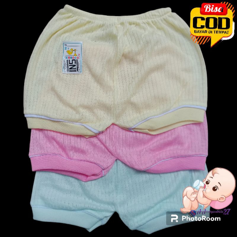 CONOCO 6PC Celana Pendek Polos Bayi Model Segi Salur Cocok uUntuk Harian Bayi SNI Murah Nyaman Berkualitas